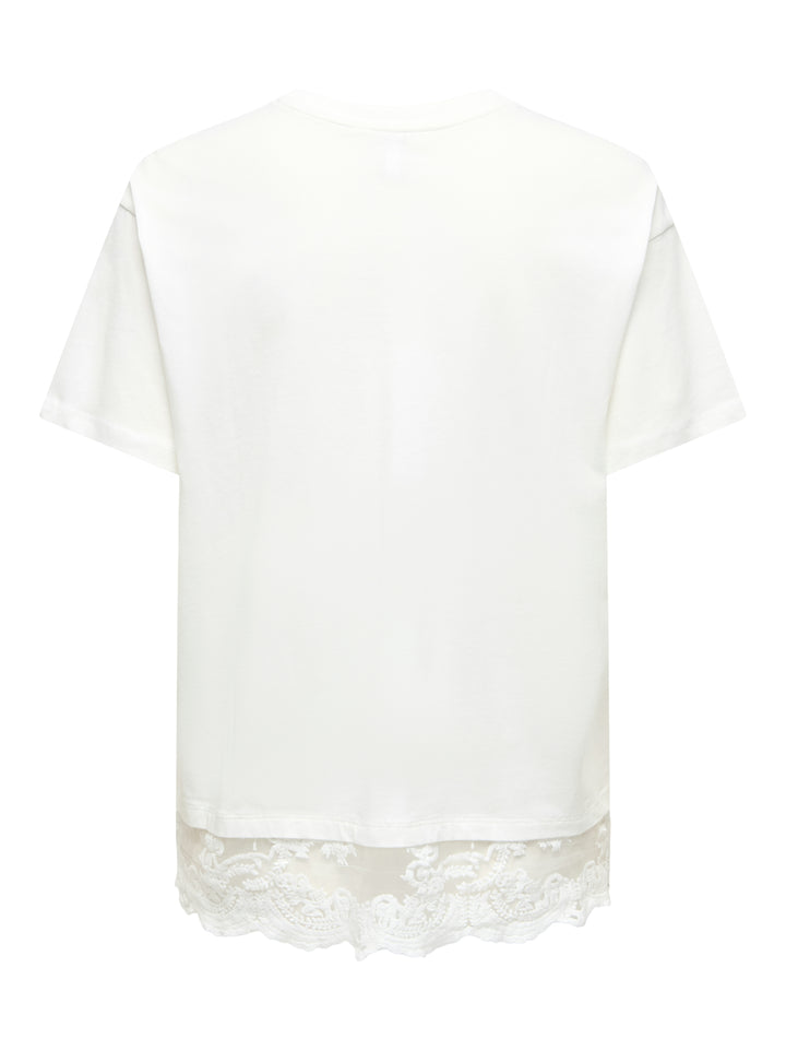 ONLVIVVI S/S LACE BOTTOM TOP JRS NO, Cloud Dancer/Cloud dancer lace 177922002 Bild 3
