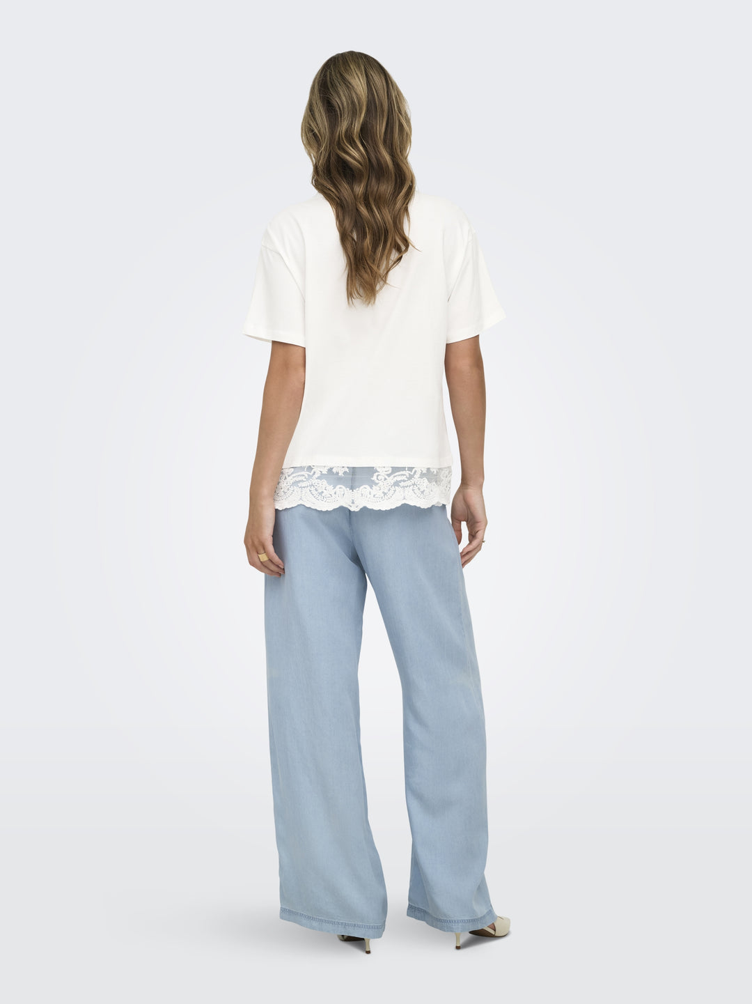 ONLVIVVI S/S LACE BOTTOM TOP JRS NO, Cloud Dancer/Cloud dancer lace 177922002 Bild 5