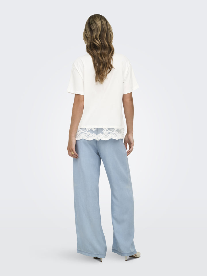 ONLVIVVI S/S LACE BOTTOM TOP JRS NO, Cloud Dancer/Cloud dancer lace 177922002 Bild 5