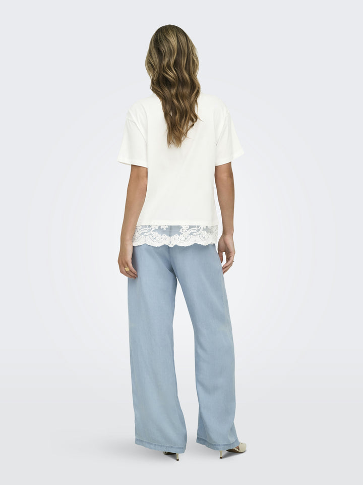 ONLVIVVI S/S LACE BOTTOM TOP JRS NO, Cloud Dancer/Cloud dancer lace 177922002 Bild 5