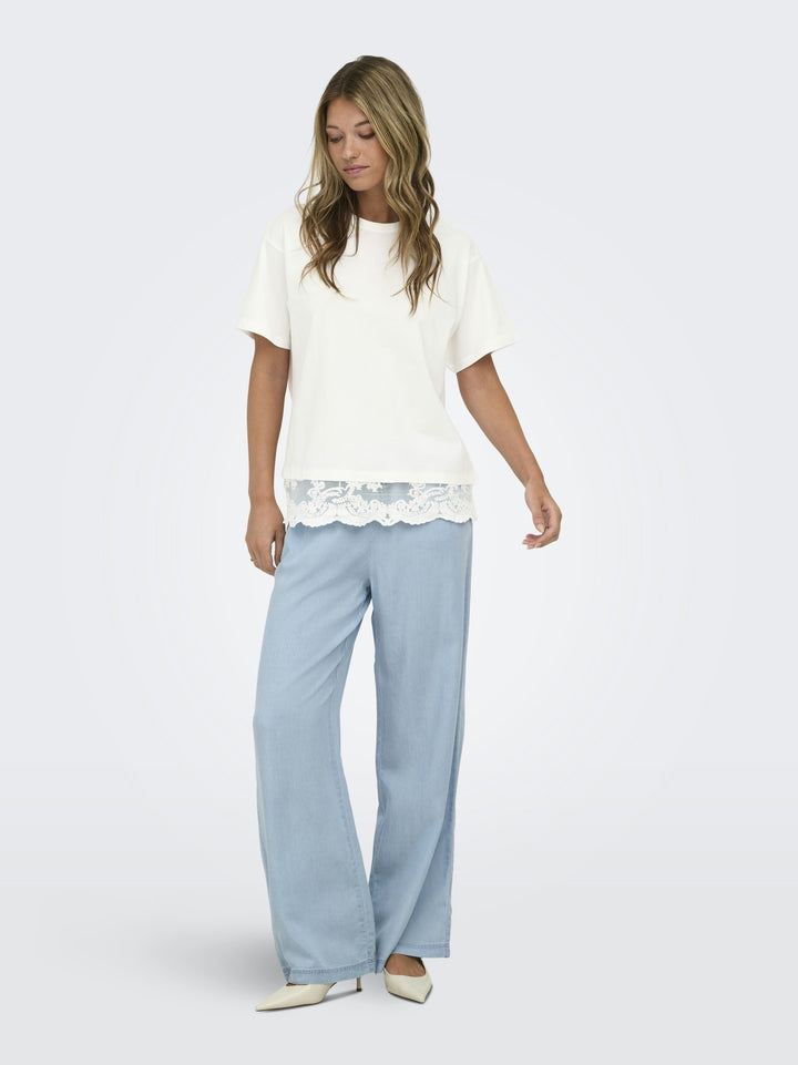 ONLVIVVI S/S LACE BOTTOM TOP JRS NO, Cloud Dancer/Cloud dancer lace 177922002 Bild 6