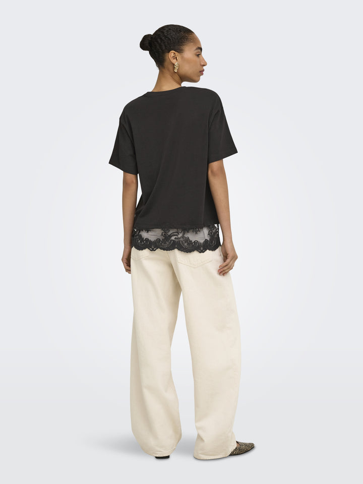 ONLVIVVI S/S LACE BOTTOM TOP JRS NO, Chocolate Torte/Chokolate torte lac 244915003 Bild 5