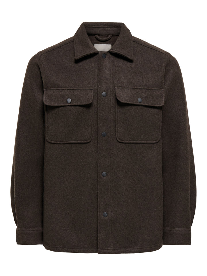 ONSASH OVR WOOLEN LOOK PKT LS SHIRT, Demitasse/MELANGE 227241001 Bild 1