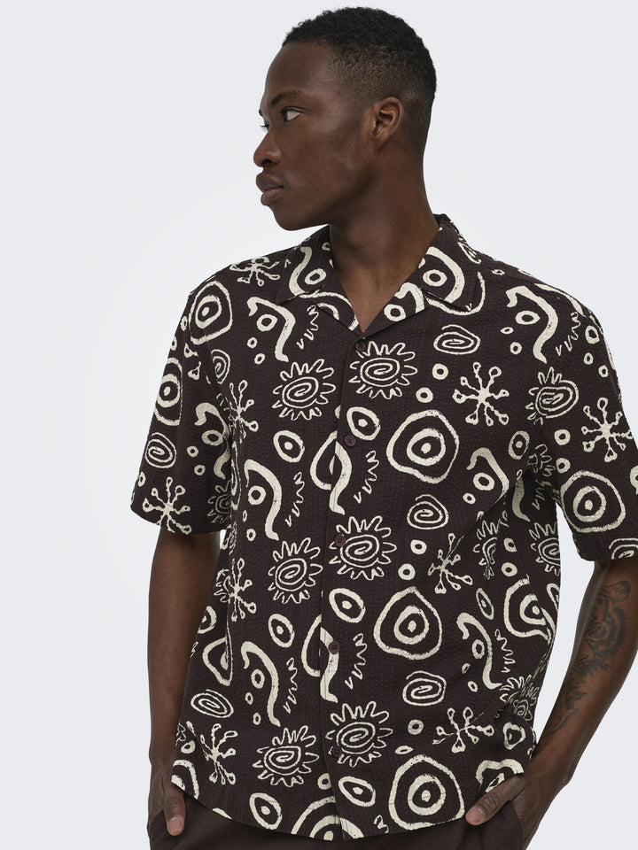ONSCRUZ RLX SEERSUCKER RESORT SS SH, Black Coffee/Antique White 196004001 Bild 7
