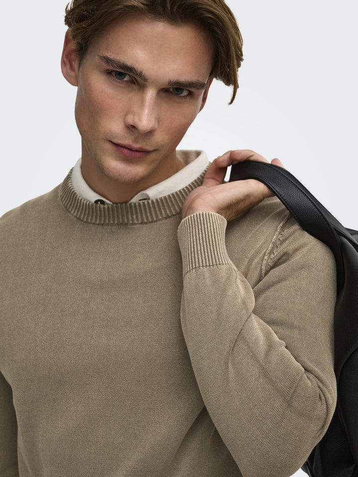 ONSGARSON LS REG WASH CREW KNIT, Chinchilla 202231 Bild 3