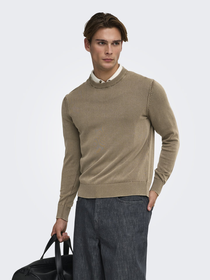 ONSGARSON LS REG WASH CREW KNIT, Chinchilla 202231 Bild 4