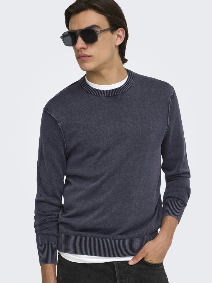 ONSGARSON LS REG WASH CREW KNIT, Dark Sapphire 218590 Bild 3