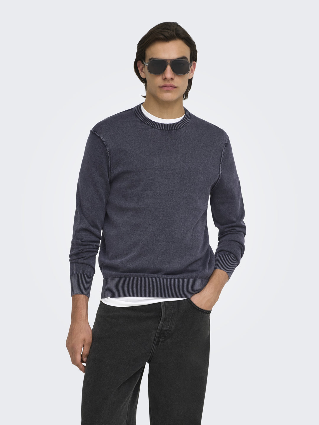 ONSGARSON LS REG WASH CREW KNIT, Dark Sapphire 218590 Bild 4