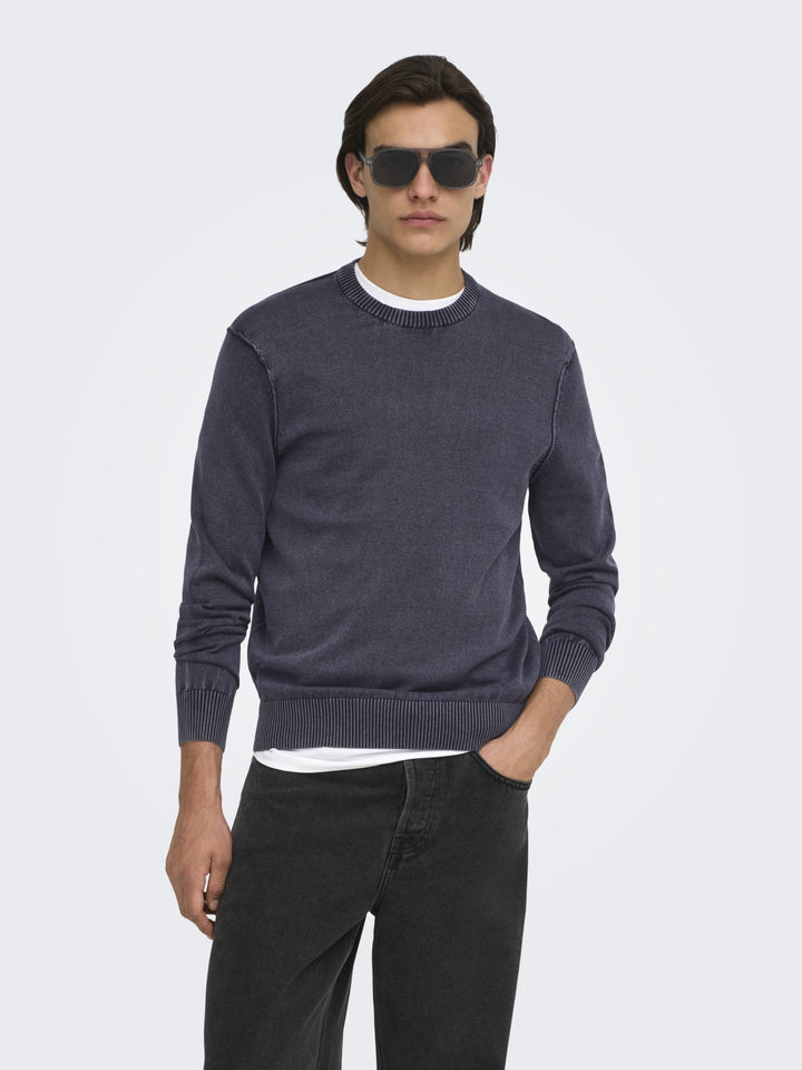ONSGARSON LS REG WASH CREW KNIT, Dark Sapphire 218590 Bild 4