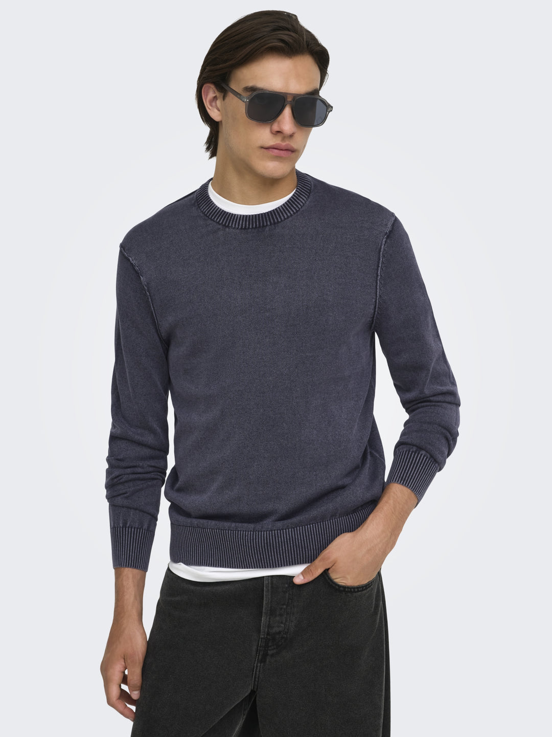ONSGARSON LS REG WASH CREW KNIT, Dark Sapphire 218590 Bild 6