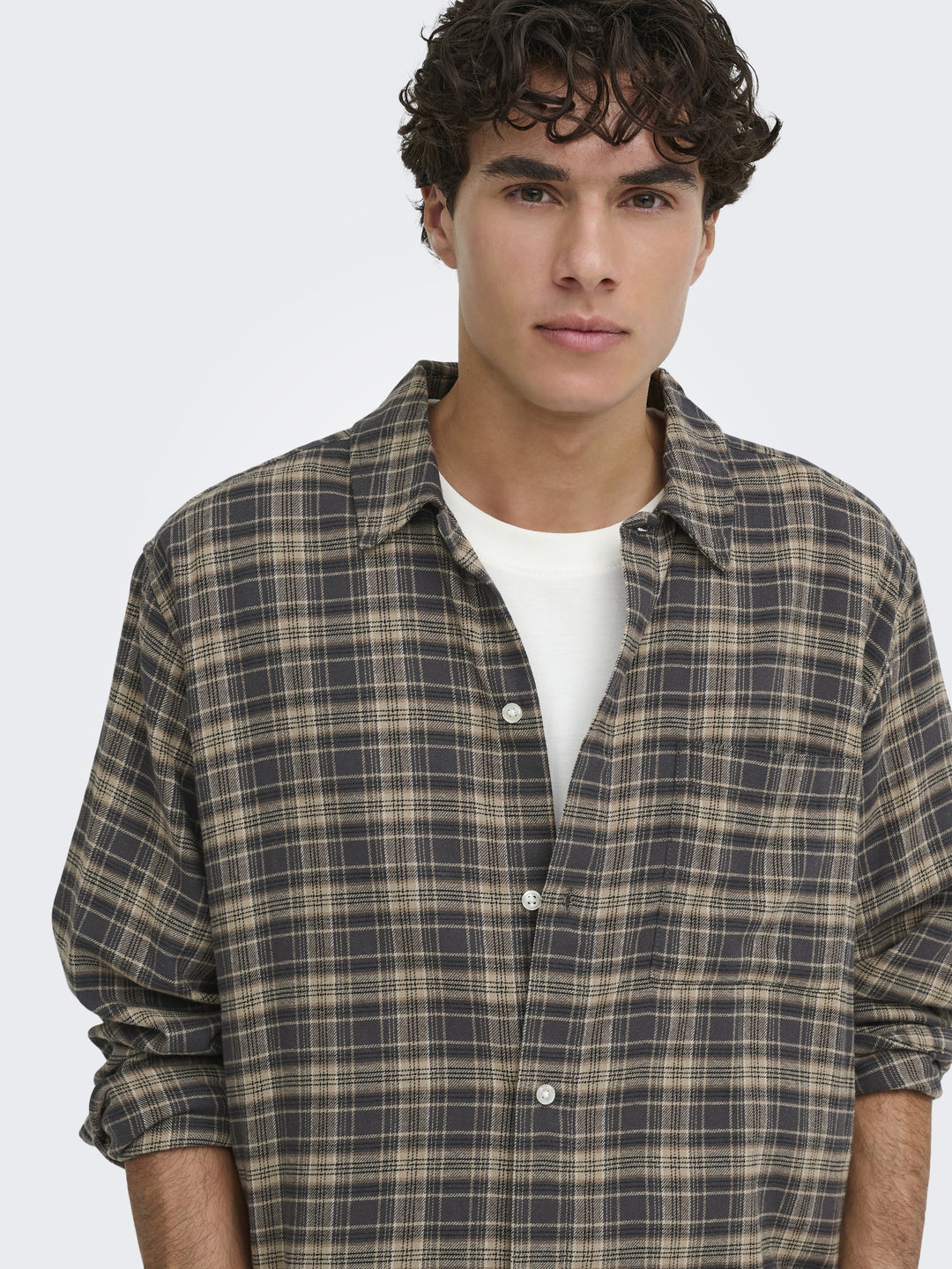 ONSHALE FLANNEL CHECK SHIRT RLX FIT, Grey Pinstripe 209236 Bild 3