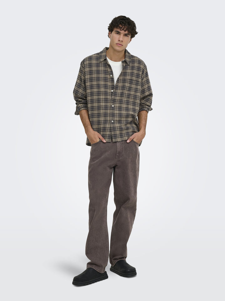 ONSHALE FLANNEL CHECK SHIRT RLX FIT, Grey Pinstripe 209236 Bild 6