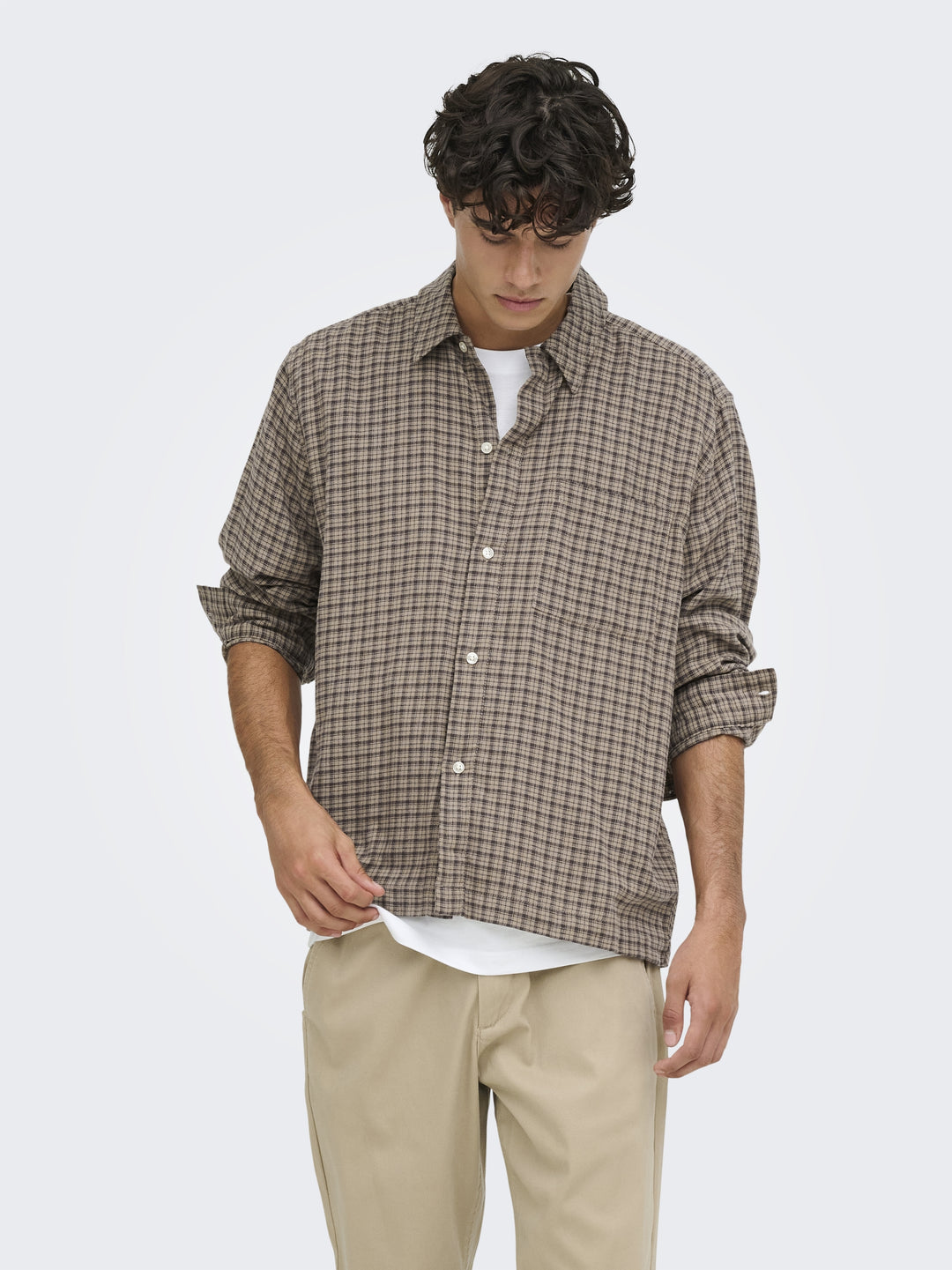 ONSHALE FLANNEL CHECK SHIRT RLX FIT, Travertine 308488 Bild 4