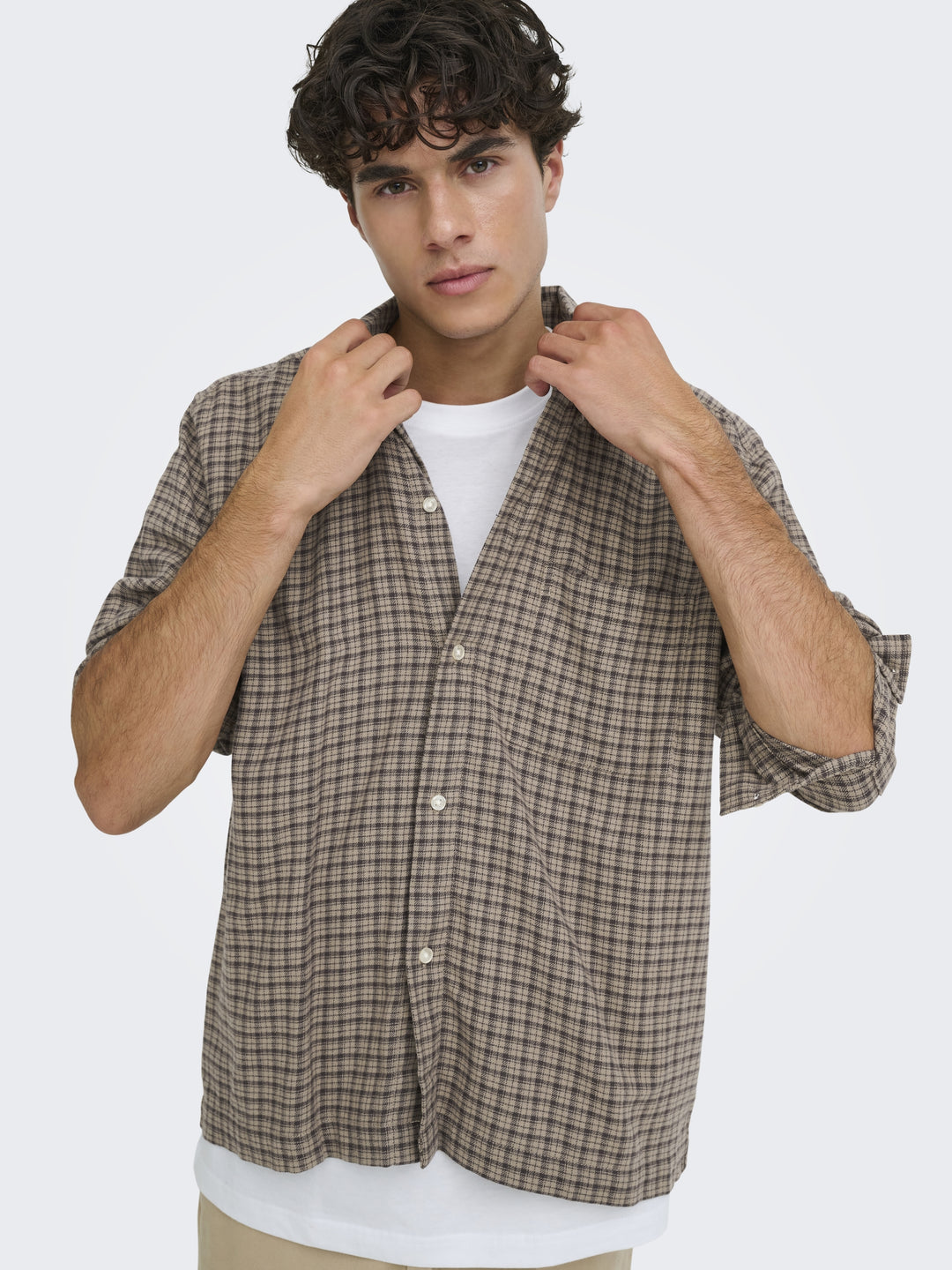 ONSHALE FLANNEL CHECK SHIRT RLX FIT, Travertine 308488 Bild 7