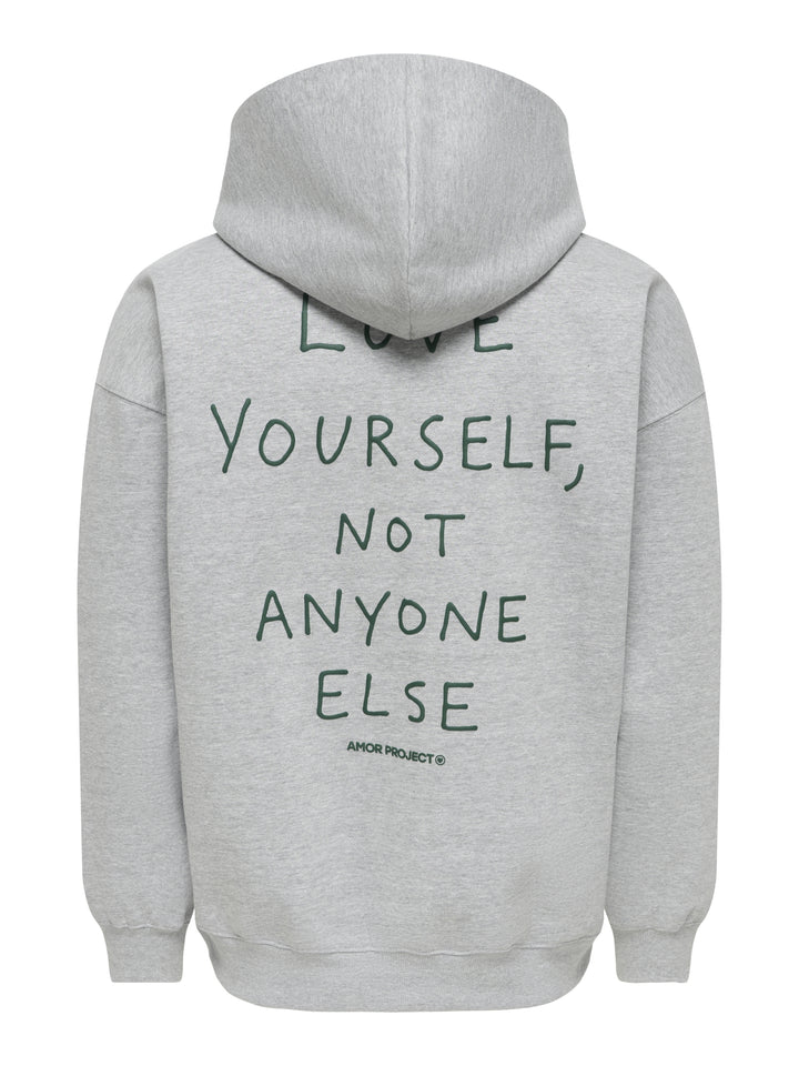 ONSHENRY SCRIBBLE OVZ LS HOODIE, Light Grey Melange/LOVE YOURSELF 187191003 Bild 2