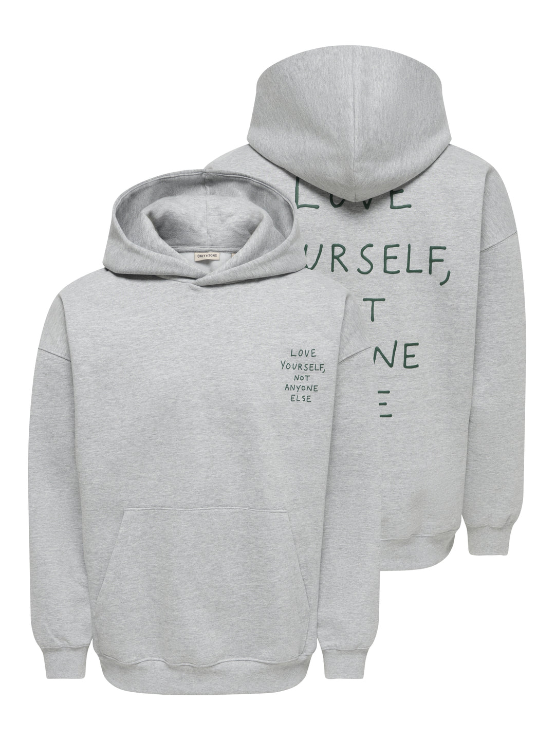 ONSHENRY SCRIBBLE OVZ LS HOODIE, Light Grey Melange/LOVE YOURSELF 187191003 Bild 4