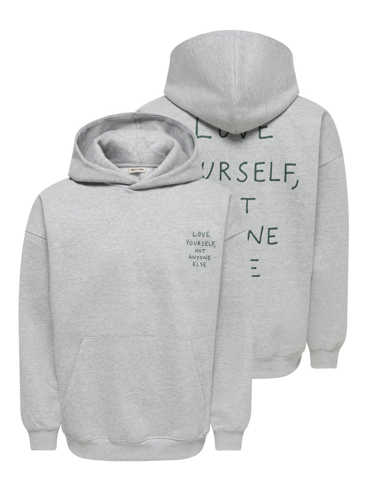 ONSHENRY SCRIBBLE OVZ LS HOODIE, Light Grey Melange/LOVE YOURSELF 187191003 Bild 4