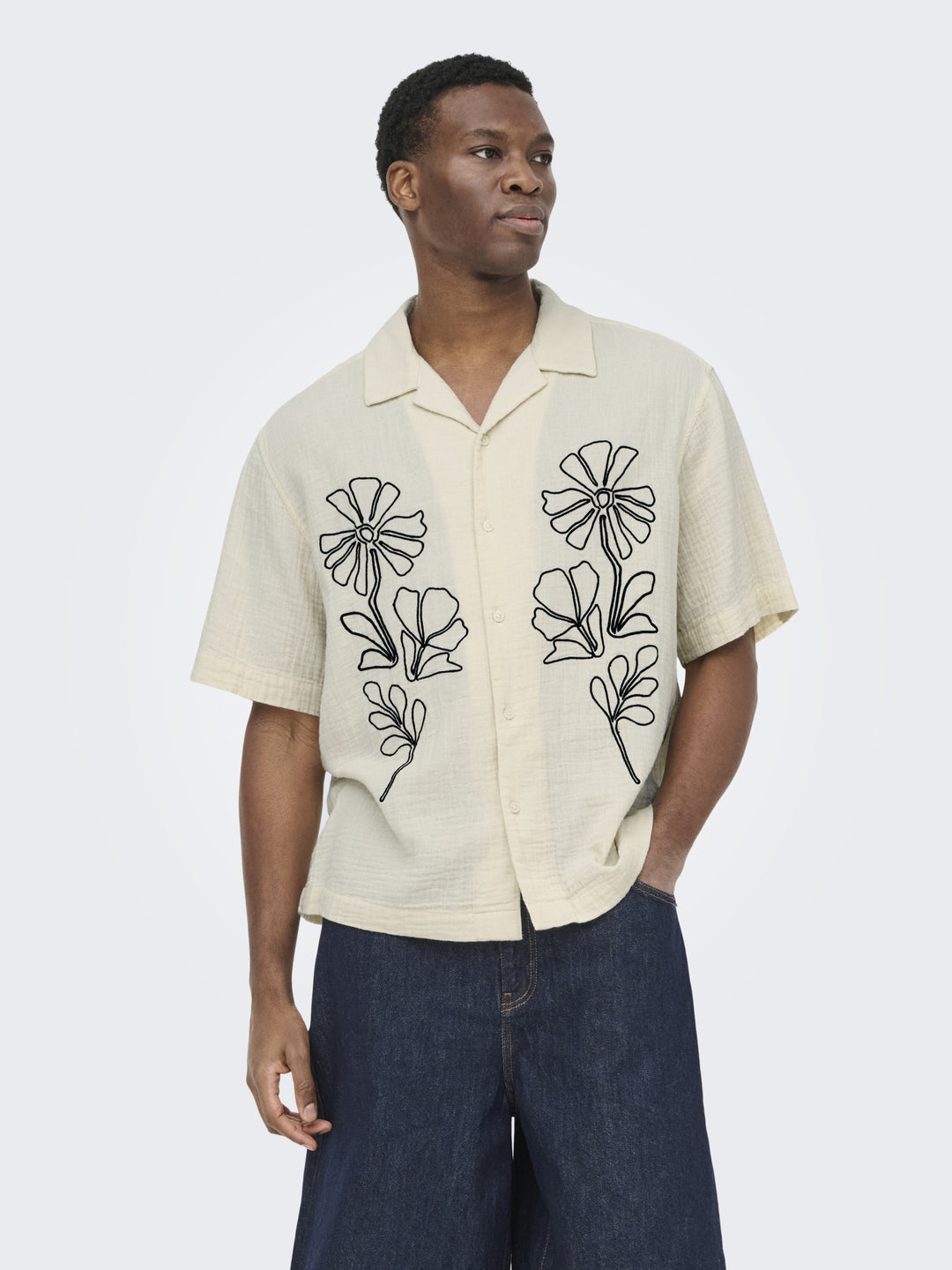 ONSJACKSON RLX SS 014 SHIRT, Bone White/BLACK 227239001 Bild 4