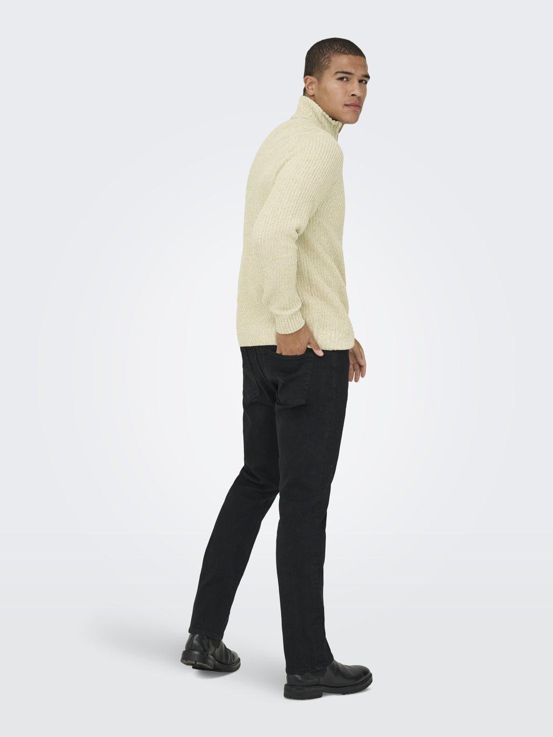 ONSJOIN REG LS HIGH NECK KNIT CAMP, Egret/MOONSTRUCK 187201003 Bild 3