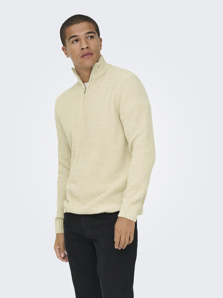 ONSJOIN REG LS HIGH NECK KNIT CAMP, Egret/MOONSTRUCK 187201003 Bild 7