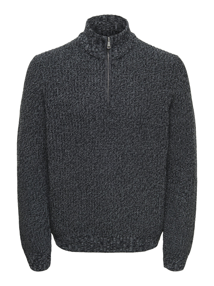 ONSJOIN REG LS HIGH NECK KNIT CAMP, Black/GREY PINSTRIPE 187679005 Bild 1
