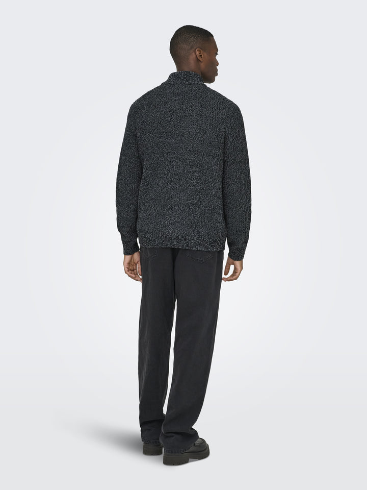 ONSJOIN REG LS HIGH NECK KNIT CAMP, Black/GREY PINSTRIPE 187679005 Bild 3