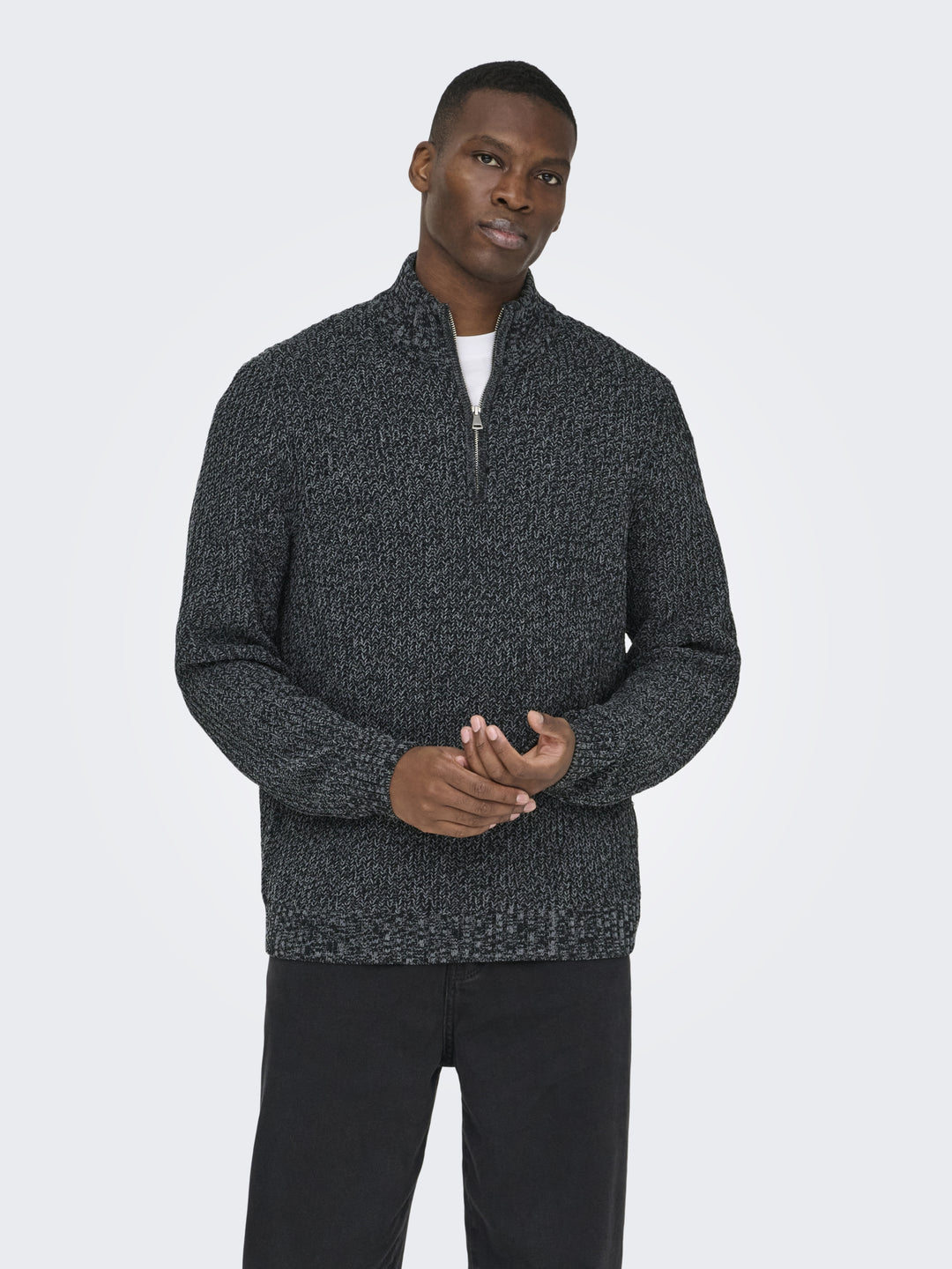ONSJOIN REG LS HIGH NECK KNIT CAMP, Black/GREY PINSTRIPE 187679005 Bild 6