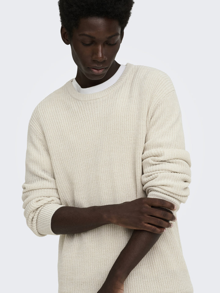 ONSJONAS REG CREW NECK KNIT, Egret/SILVER LINING 187201004 Bild 7