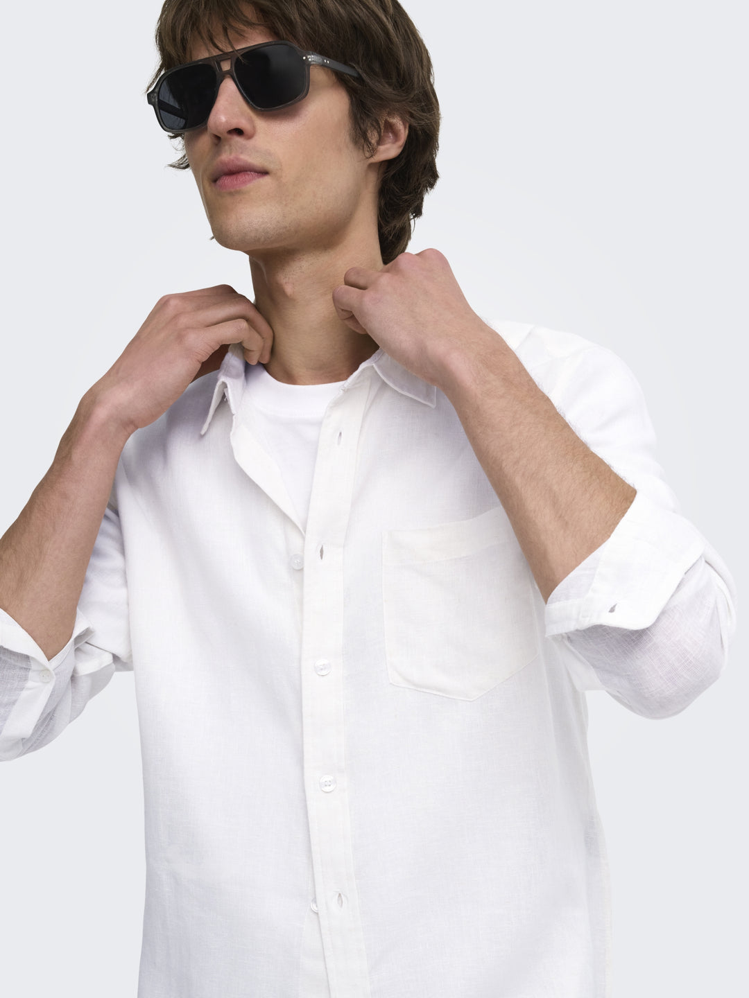 ONSLAURENCE LS LINEN BLEND SHIRT, Bright White 209112 Bild 3