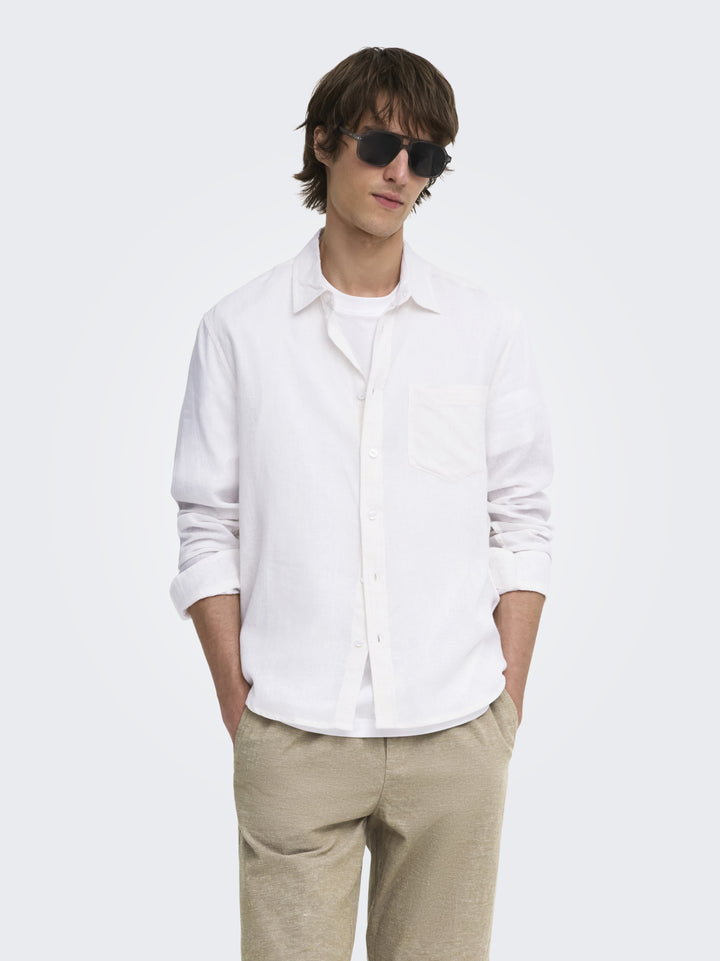 ONSLAURENCE LS LINEN BLEND SHIRT, Bright White 209112 Bild 4