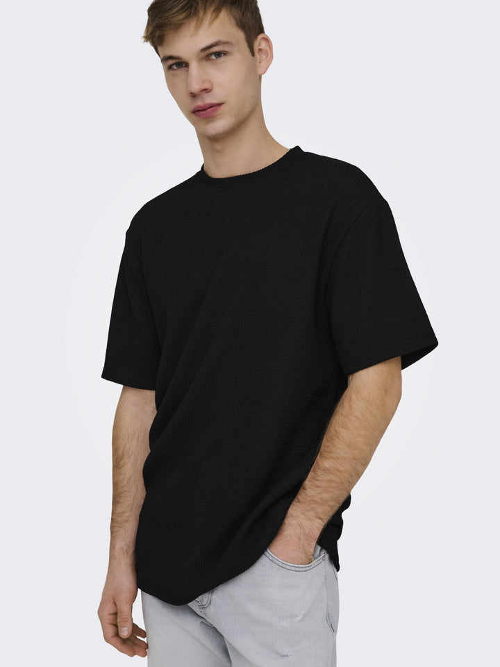 ONSLAZIO LIFE REG SS PLISSE TEE, Black 187679 Bild 7