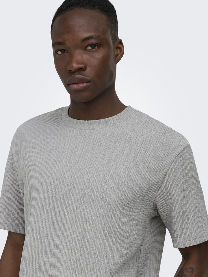 ONSLAZIO LIFE REG SS PLISSE TEE, Ultimate Grey 300079 Bild 3