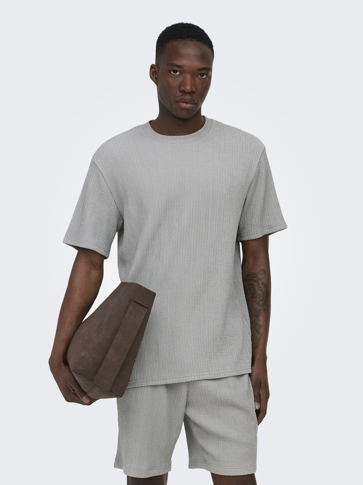 ONSLAZIO LIFE REG SS PLISSE TEE, Ultimate Grey 300079 Bild 4