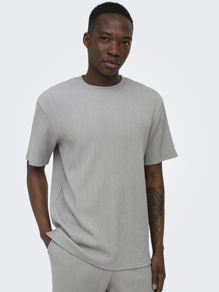 ONSLAZIO LIFE REG SS PLISSE TEE, Ultimate Grey 300079 Bild 7
