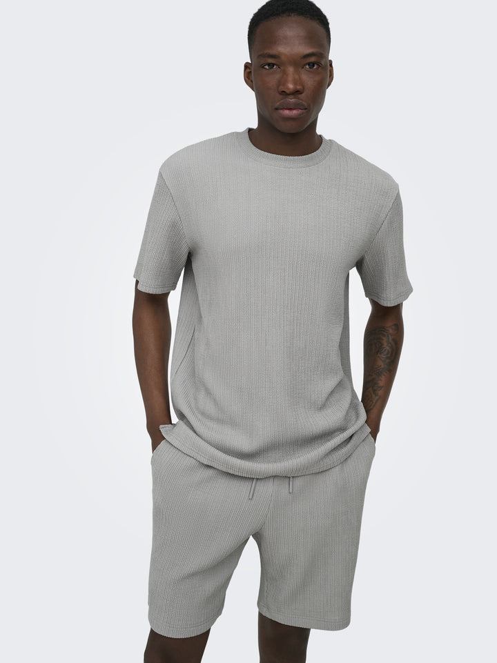 ONSLAZIO LIFE RLX PLISSE S SHORTS T, Ultimate Grey 300079 Bild 7