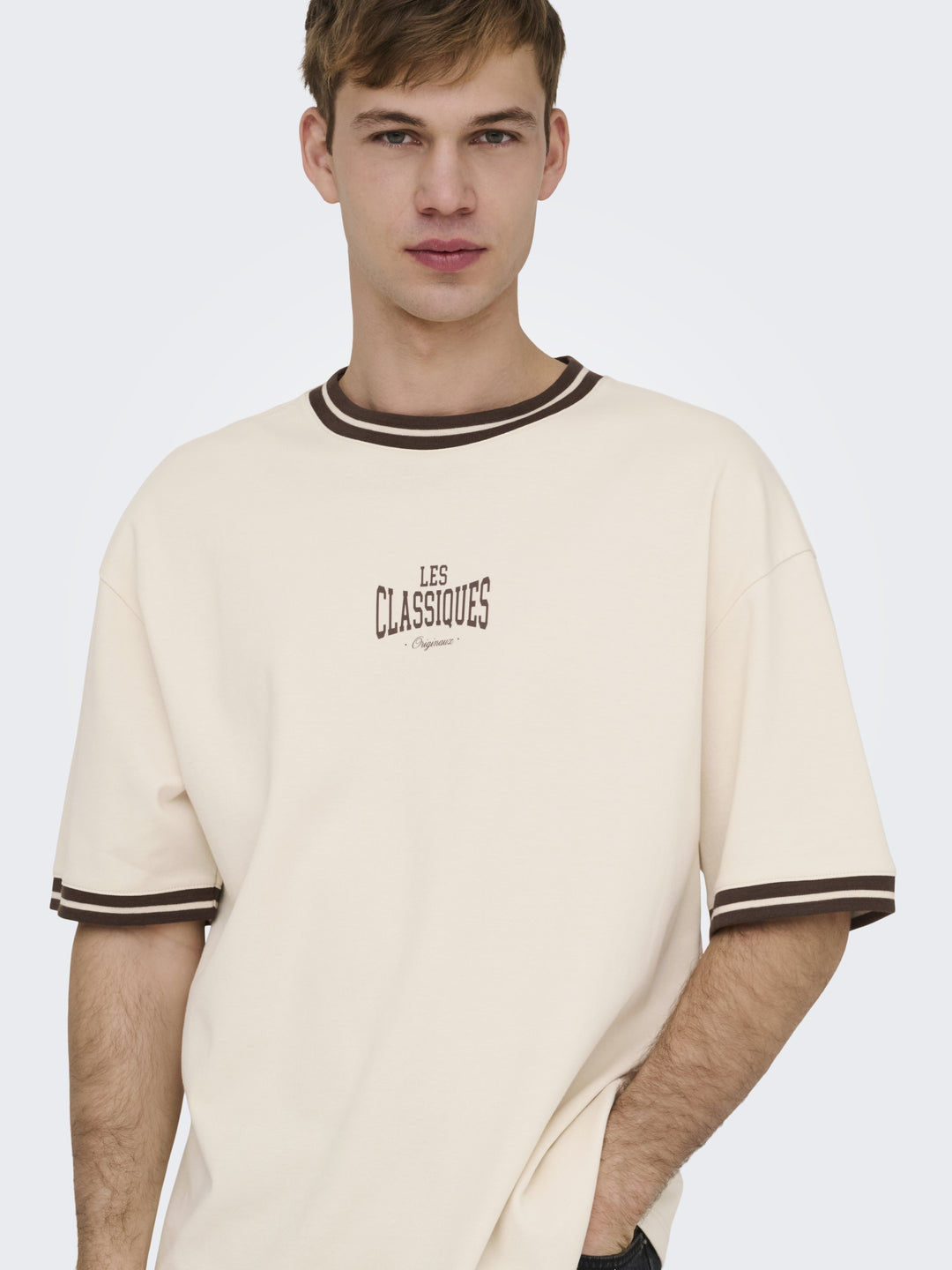 ONSLES CLASSIQUES CASPIAN BOXY SS T, Whitecap Gray/COFFEE BEAN 277455004 Bild 7