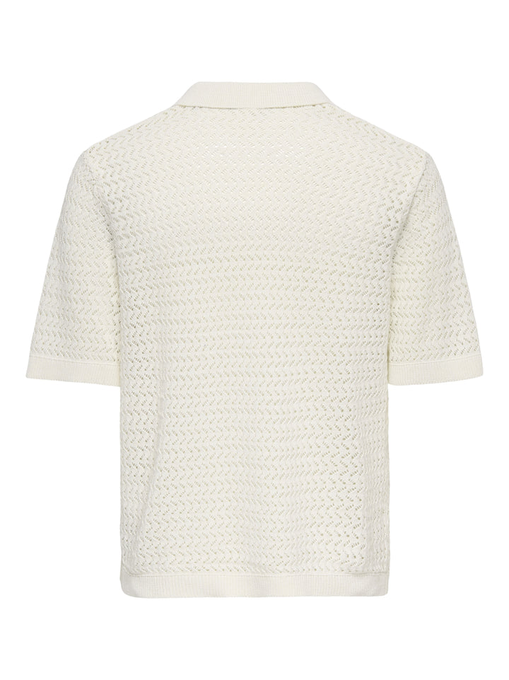 ONSNYLE 5 SS SPLIT POLO KNIT, Cloud Dancer 193799 Bild 2
