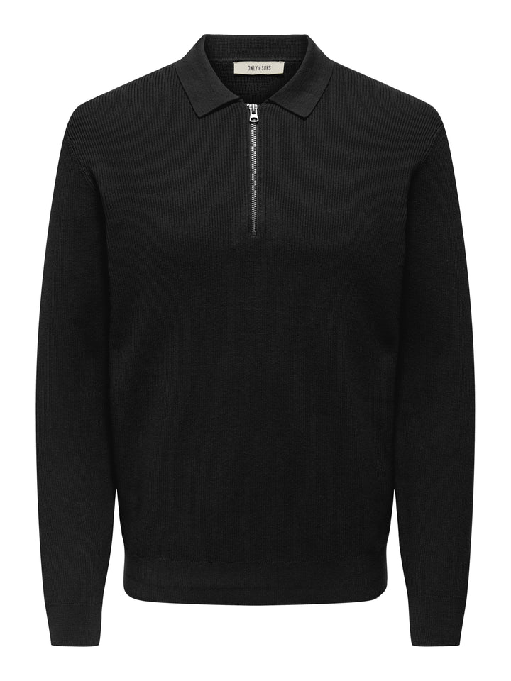 ONSPHIL REG 12 HALF ZIP POLO KNIT, Black 187679 Bild 1