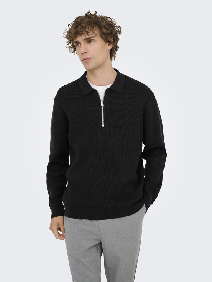 ONSPHIL REG 12 HALF ZIP POLO KNIT, Black 187679 Bild 4