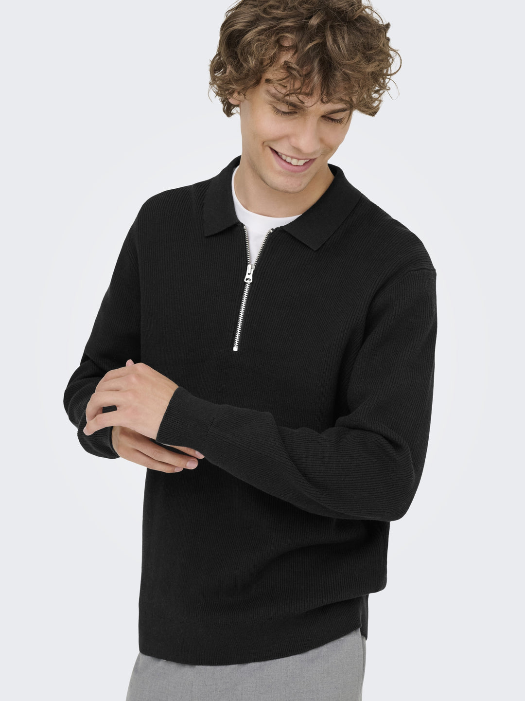 ONSPHIL REG 12 HALF ZIP POLO KNIT, Black 187679 Bild 5