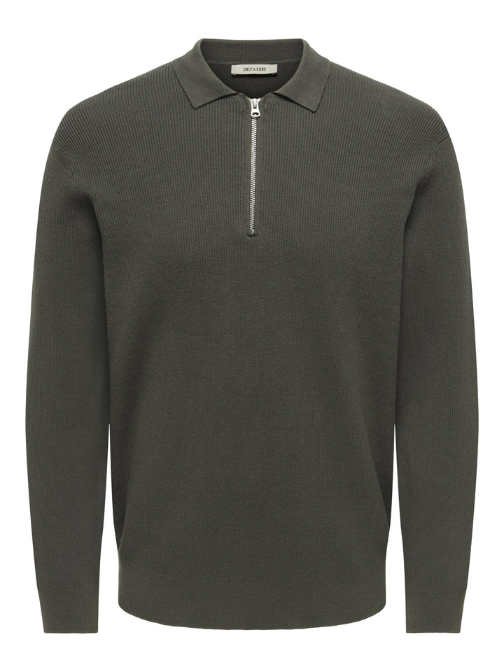 ONSPHIL REG 12 HALF ZIP POLO KNIT, Beluga 300541 Bild 1