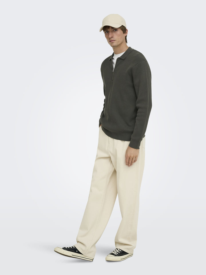 ONSPHIL REG 12 HALF ZIP POLO KNIT, Beluga 300541 Bild 5