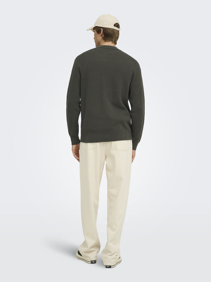 ONSPHIL REG 12 HALF ZIP POLO KNIT, Beluga 300541 Bild 7