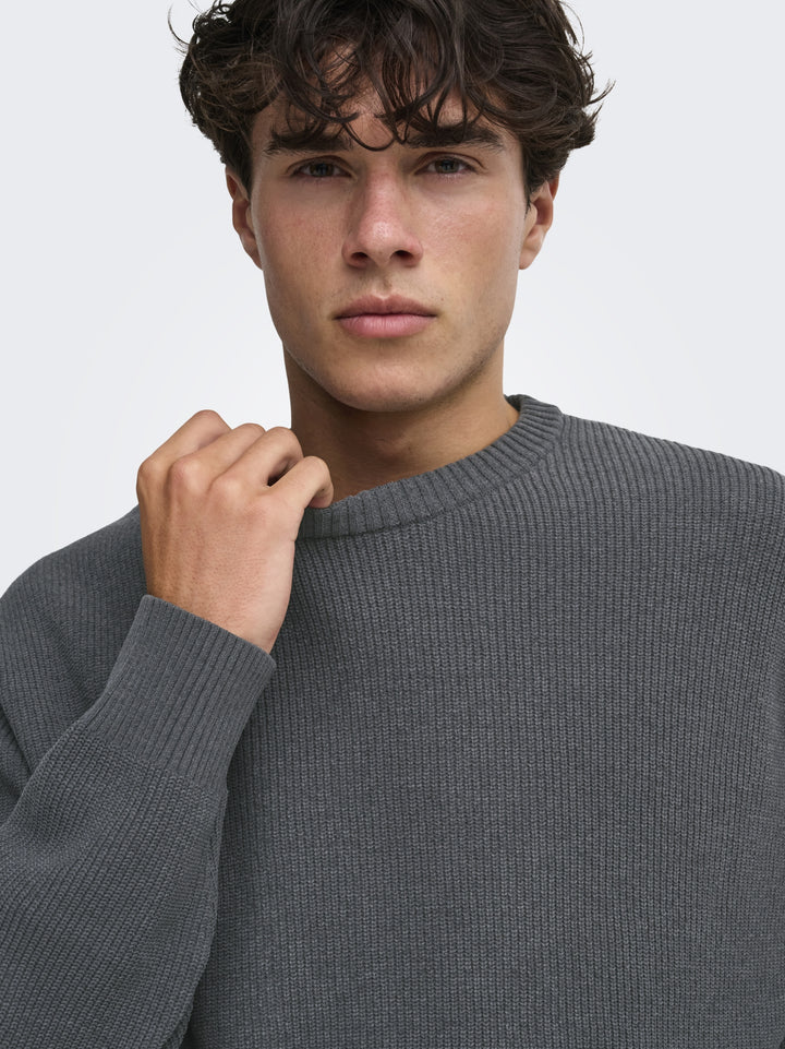 ONSRODGER RLX CREW NECK KNIT, Grey Pinstripe 209236 Bild 3