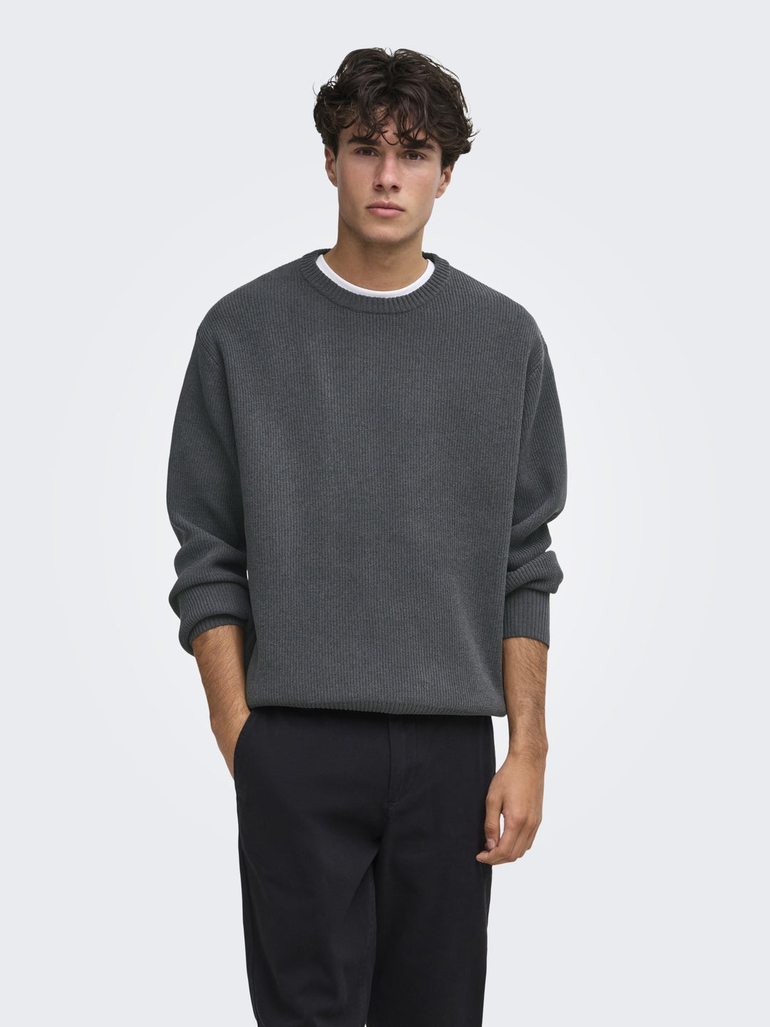 ONSRODGER RLX CREW NECK KNIT, Grey Pinstripe 209236 Bild 4