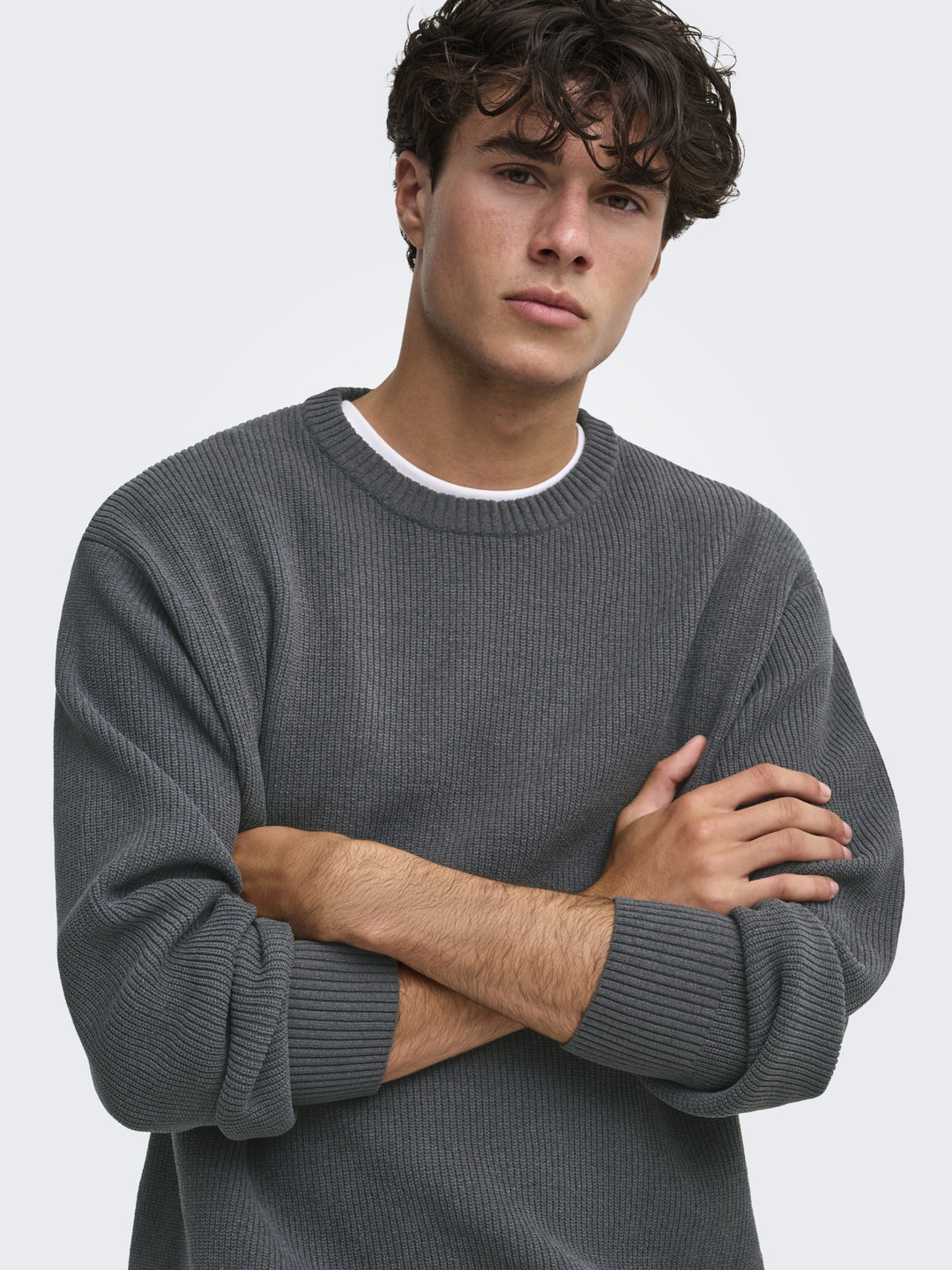 ONSRODGER RLX CREW NECK KNIT, Grey Pinstripe 209236 Bild 7