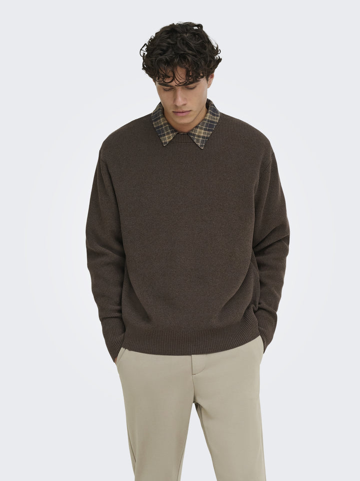 ONSRODGER RLX CREW NECK KNIT, Chocolate Brown 289315 Bild 4
