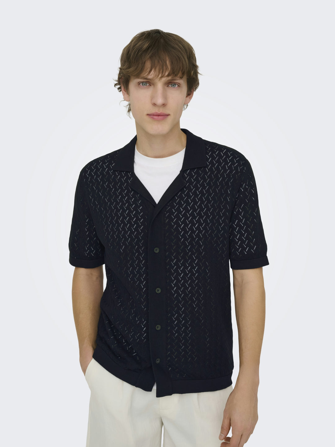 ONSSANTO REG SS RESORT SHIRT KNIT F, Dark Sapphire 218590 Bild 3