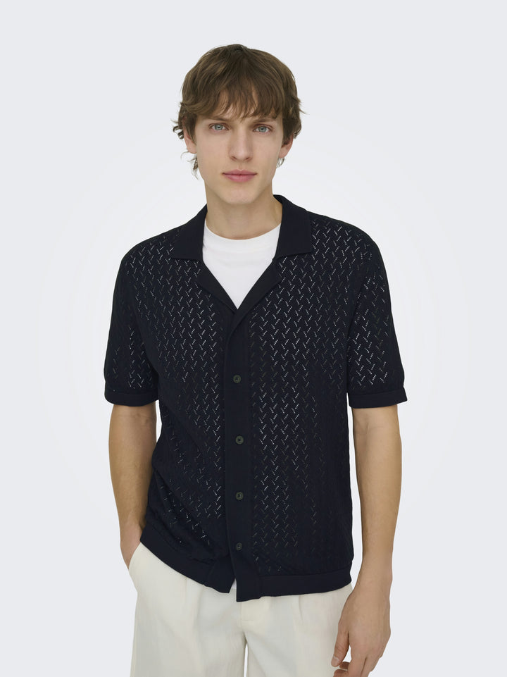 ONSSANTO REG SS RESORT SHIRT KNIT F, Dark Sapphire 218590 Bild 3