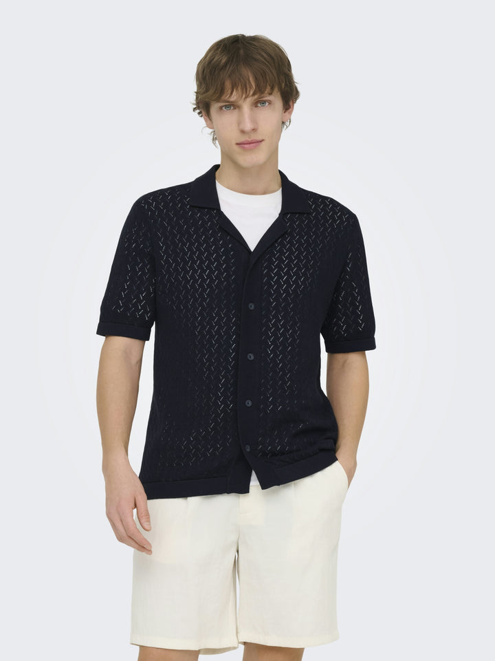 ONSSANTO REG SS RESORT SHIRT KNIT F, Dark Sapphire 218590 Bild 4
